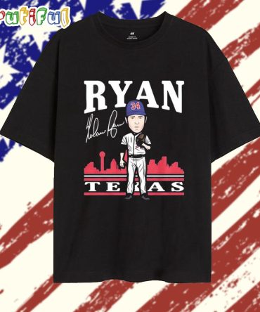 Nolan Ryan Skyline Texas Rangers Signature T Shirt