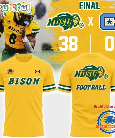 North Dakota State Bison Football 2025 New Yellow T Shirt