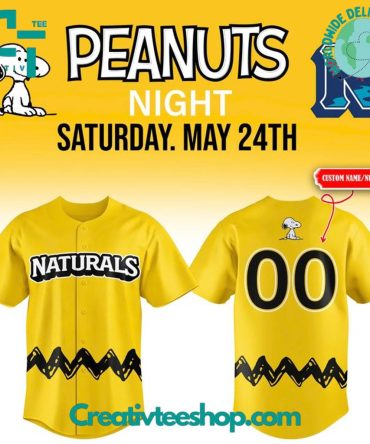 Custom Peanuts Night Baseball Jersey – Yellow With Snoopy Design – Personalize Name & Number