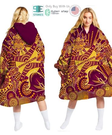 Best Nrl Brisbane Broncos Tribal Pattern Hooded Blanet Hoodie