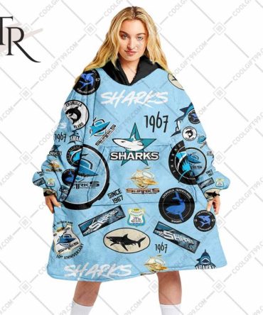 Nrl Cronulla Sutherland Sharks Season Logo Oodie Blanket Hoodie