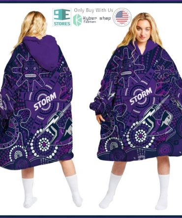 Best Nrl Melbourne Storm Tribal Pattern Hooded Blanet Hoodie