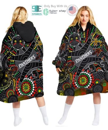 Best Nrl Penrith Panthers Aboriginal Pattern Hooded Blanet Hoodie
