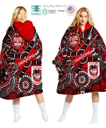 Best Nrl St. George Illawarra Dragons Aboriginal Pattern Hooded Blanet Hoodie