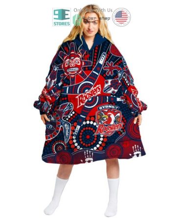 Best Nrl Sydney Roosters Aboriginal Pattern Hooded Blanet Hoodie