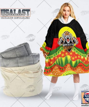 Nrl Wests Tigers Lover Aboriginal Flag Indigenous Blanket Hoodie Hoodie Blanket