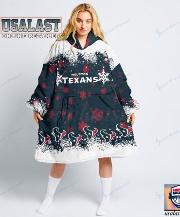 New Nfl Houston Texans Snowflake Blanket Hoodie Fleece Hooded Blanket
