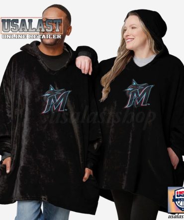 New Mlb Miami Marlins Lightweight Blanket Hoodie Hoodie Blanket