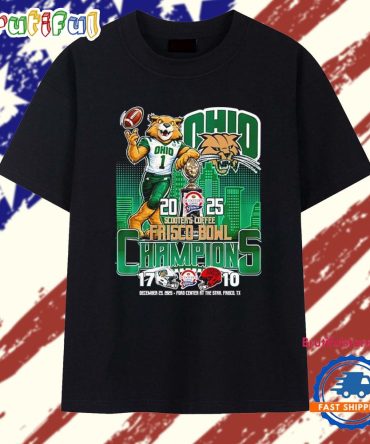 Ohio Bobcats 2025 Scooter’S Coffee Frisco Bowl Champions City Skyline T Shirt
