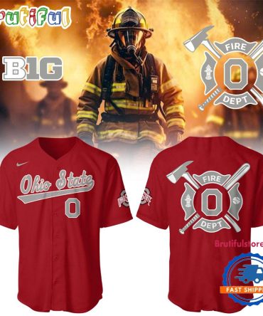 Ohio State Baseball X Firefighter Appreciation Night Red Jersey Shirt