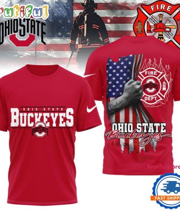 Ohio State Buckeyes 2025 Ncaa Firefighter American Flag 3D Shirt
