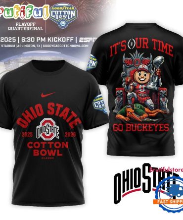 Ohio State Buckeyes Ncaa 2025-2026 Cotton Bowl Champions Black 3D Shirt
