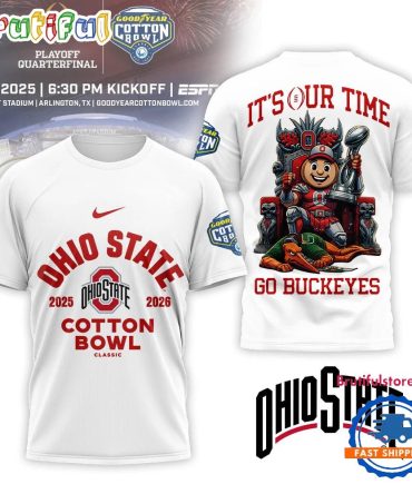 Ohio State Buckeyes Ncaa 2025-2026 Cotton Bowl Champions White 3D Shirt