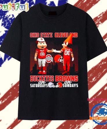 Ohio State Buckeyes On Saturdays Vs Cleveland Browns On Sundays Mascot Skyline T Shirt