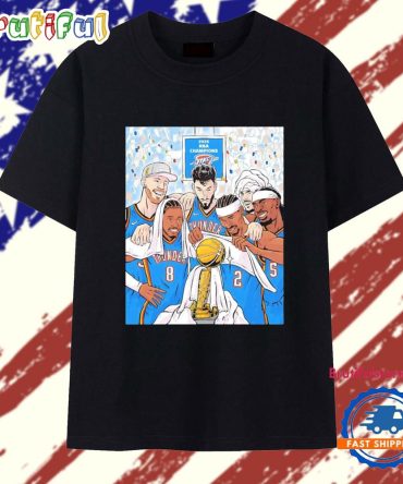Oklahoma City Thunder 2025 Nba Finals Champions Comic  T Shirt