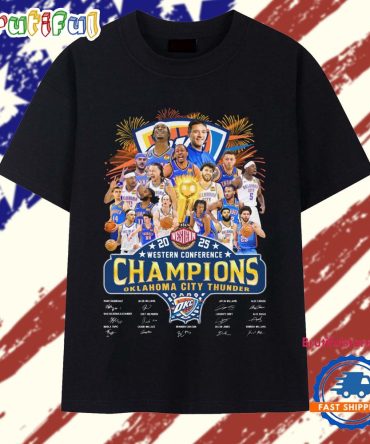 Oklahoma City Thunder 2025 Western Conference Champions Team Graphic T Shirt