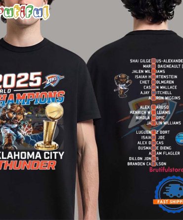 Oklahoma City Thunder 2025 World Champions Mascot 2 Slide T Shirt