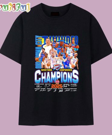 Oklahoma City Thunder Western Conference Champions 2025 Players Signatures T Shirt