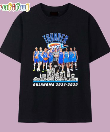 Oklahoma City Thunders 2024 2025 City Names Players Signatures T Shirt