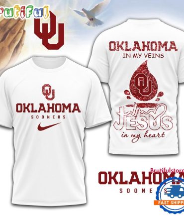 Oklahoma Sooners Jesus In My Heart Unissex 3D Shirt