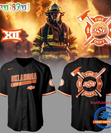 Oklahoma State Cowboys Baseball X Firefighter Appreciation 3D Print Black Jersey Shirt
