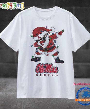 Ole Miss Rebels Dabbing Santa Claus Ugly Christmas Light T Shirt