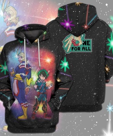 My Hero Academia T-Shirt All Might Midoriya Izuku One For All Black Galaxy T-Shirt Hoodie