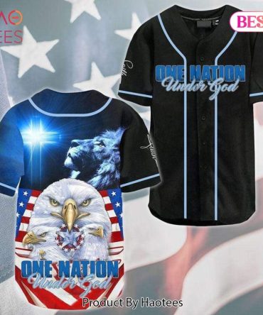 Patriotic Baseball Jersey - One Nation Under God Design - Bold Eagle & Lion Graphics