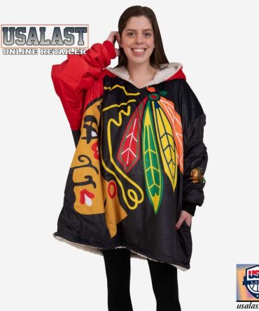 New Nhl Chicago Blackhawks Big Logo Blanket Hoodie Hoodie Blanket