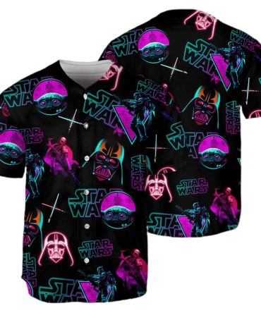 Star Wars Neon Graphic Button-Up Shirt – Vibrant Sci-Fi Style For Fans