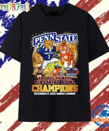 Penn State Nittany Lions Bad Boy Mowers Pinstripe Bowl Champions 2025 Mascot T Shirt