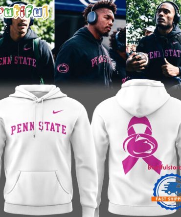 Penn State Nittany Lions Breast Cancer Awareness 2025 White Hoodie