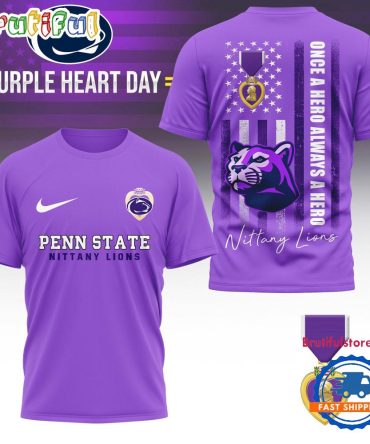 Penn State Nittany Lions Ncaa National Purple Heart Day Unisex 3D Shirt
