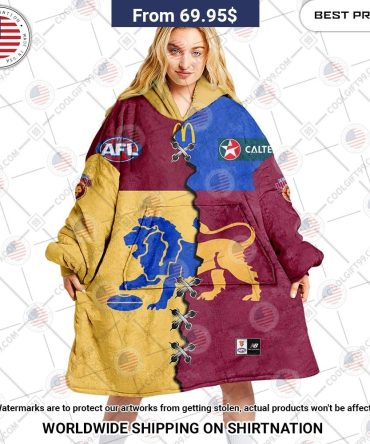 Best Custom Afl Brisbane Lions Jersey Blanket Hoodie