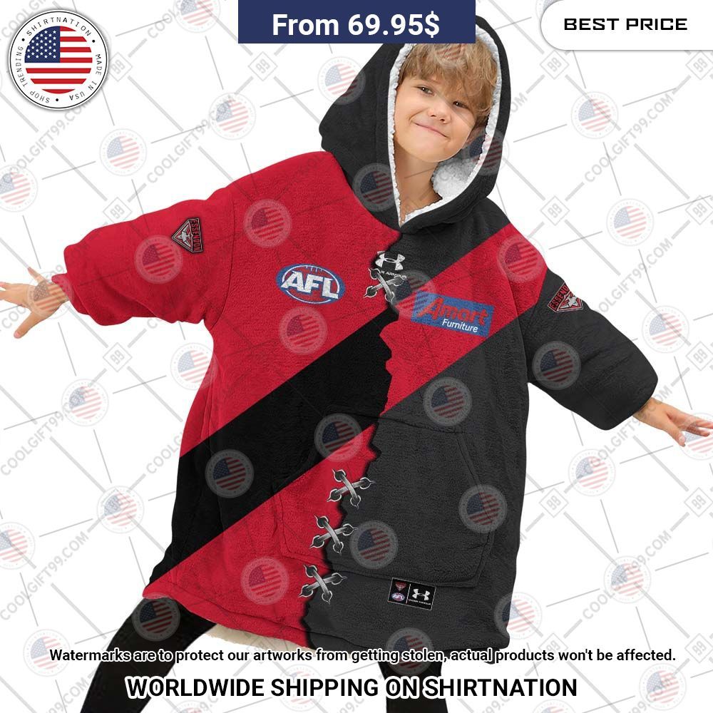 Best Custom Afl Essendon Bombers Jersey Blanket Hoodie - Image 4