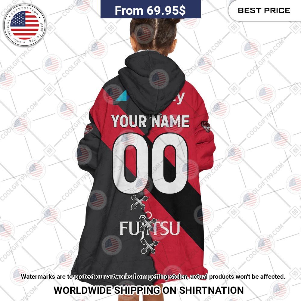 Best Custom Afl Essendon Bombers Jersey Blanket Hoodie - Image 5