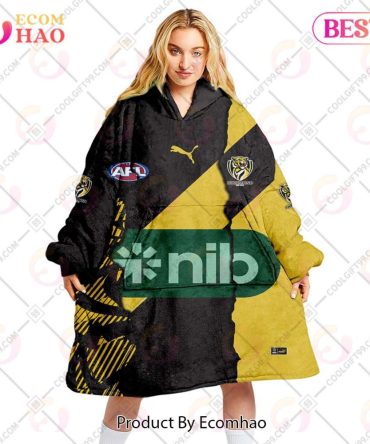 Personalized Afl Richmond Tigers Mix V1 Jersey Oodie, Flanket, Blanket Hoodie, Snuggie
