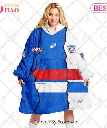 Personalized Afl Western Bulldogs Mix V1 Jersey Oodie, Flanket, Blanket Hoodie, Snuggie