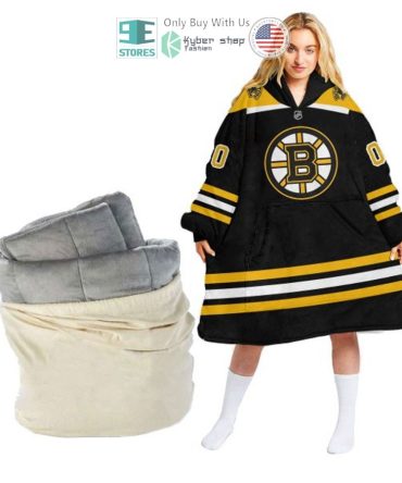 Best Personalized Boston Bruins Logo Black Hooded Blanet Hoodie