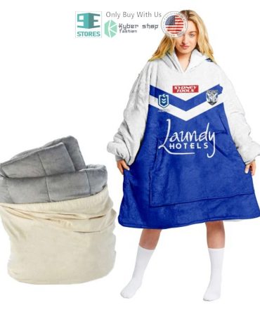 Best Personalized Canterbury-Bankstown Bulldogs White Blue Hooded Blanet Hoodie