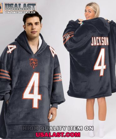 Hot Personalized Chicago Bears Eddie Jackson Unisex Blanket Hoodie