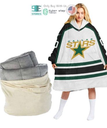Best Personalized Dallas Stars Striped White Hooded Blanet Hoodie