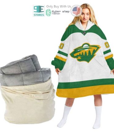 Best Personalized Minnesota Wild Sherpa Logo White Green Hooded Blanket