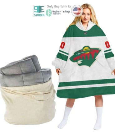 Best Personalized Minnesota Wild White Green Hooded Blanet Hoodie
