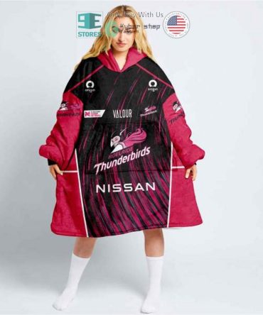 Best Personalized Netball Adelaide Thunderbirds Black Pink Hooded Blanet Hoodie