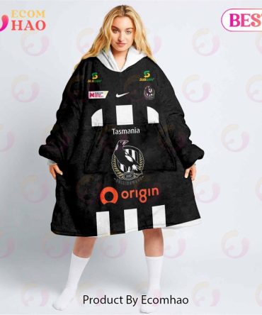 Personalized Netball Colling Wood Magpies Oodie, Flanket, Blanket Hoodie, Snuggie