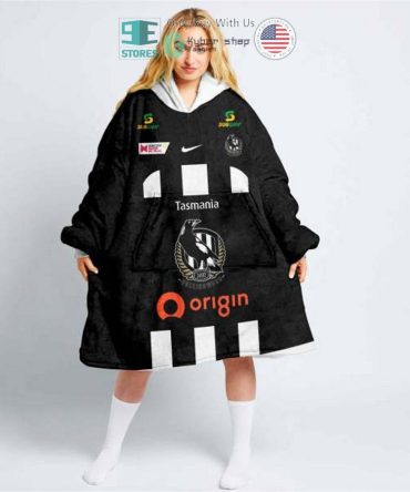 Best Personalized Netball Collingwood Magpies Black Hooded Blanet Hoodie