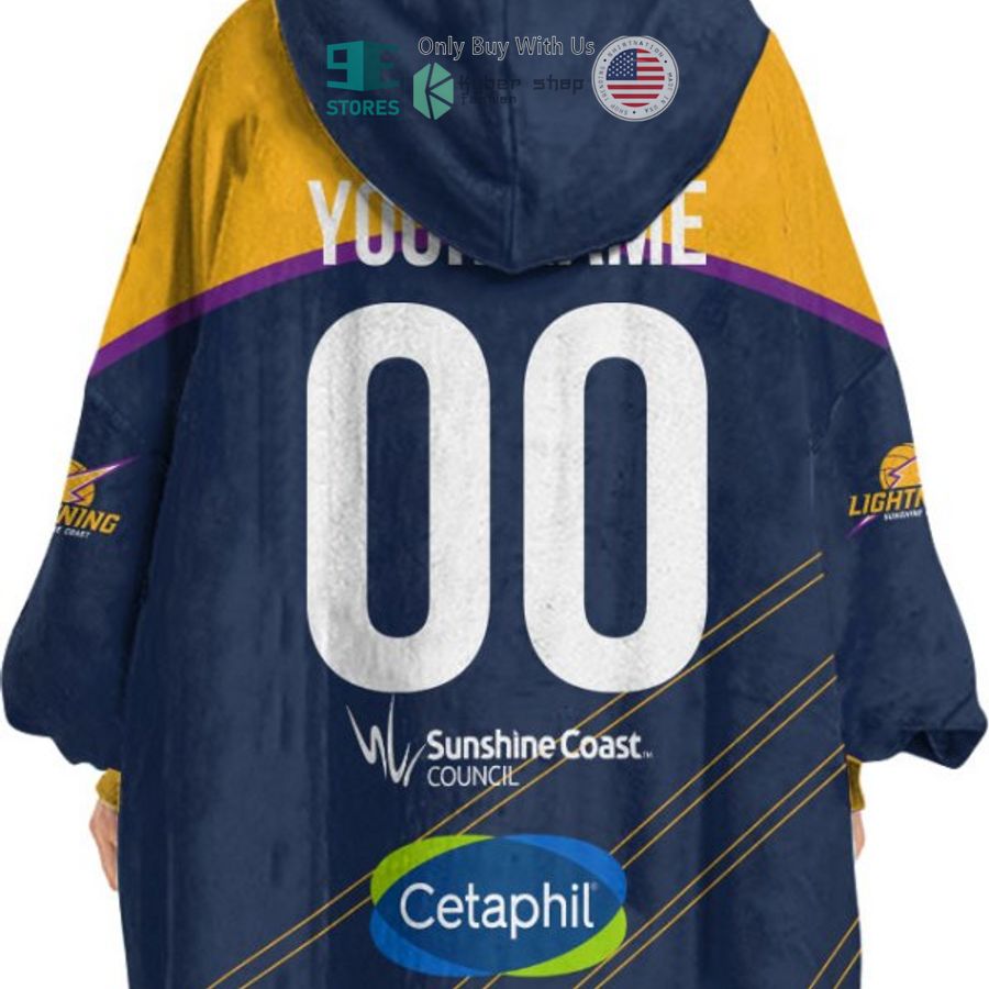 Best Personalized Netball Sunshine Coast Lightning Blue Hooded Blanet Hoodie - Image 6