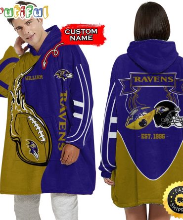 Personalized Nfl Baltimore Ravens Blanket Hoodie Unisex Hoodie For Football Fans