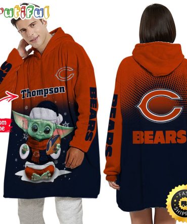 Personalized Nfl Chicago Bears Blanket Hoodie Baby Yoda Lover Unisex Hoodie